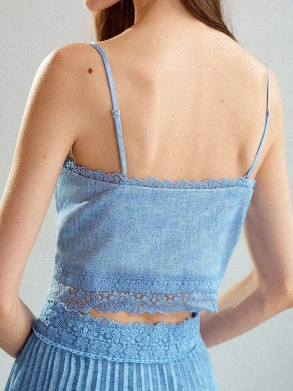 Blue Elegant Women's Denim Cami Top - Picture 2 of 6